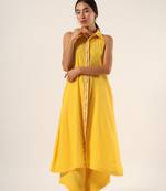 Yellow hand dyed cotton kurta pant set