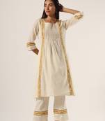 White cotton kurta pant set