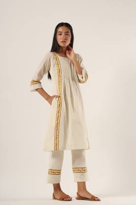 White cotton kurta pant set 2