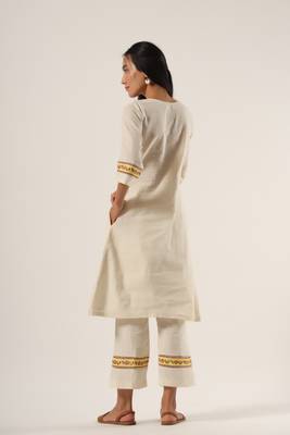 White cotton kurta pant set 3