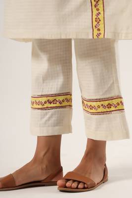 White cotton kurta pant set 5