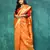 Elora silk blend banarasi woven designer saree for women (orange)