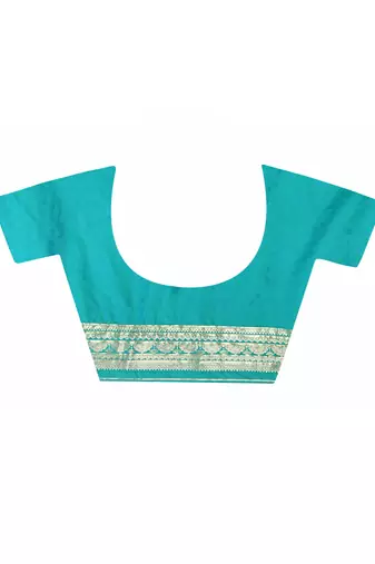 Elora silk blend banarasi woven designer saree for women (c green)