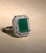 Designer Cubic Zicornia American Diamond CZ AD Adjutable Brass Finger Ring For Women/Girls