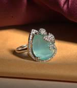 Raddhi Jewels Designer Cubic Zicornia American Diamond CZ AD Adjutable Brass Finger Ring For Women/Girls