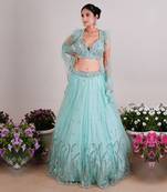 Sea Blue Akasha Lehenga Set