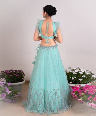 Sea Blue Akasha Lehenga Set 2