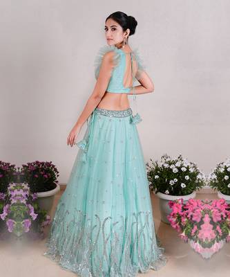 Sea Blue Akasha Lehenga Set 3