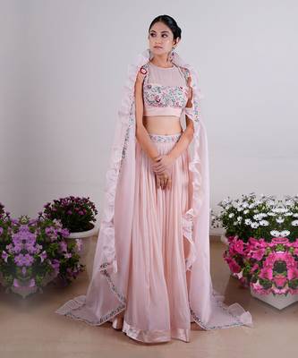 Peachy Pink Amara Lehenga Set 1