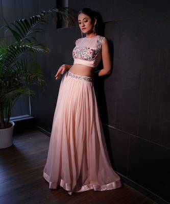 Peachy Pink Amara Lehenga Set 2