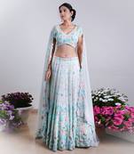 Dusty Blue Gul Lehenga Set