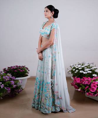 Dusty Blue Gul Lehenga Set 2
