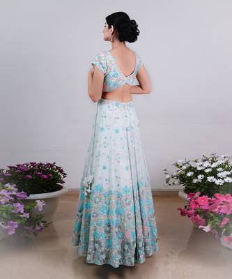 Dusty Blue Gul Lehenga Set 3
