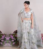 Off White Warda Floral Bridesmaid Lehenga Set