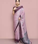 Elora cotton linen plain bollywood designer saree for women (magenta)