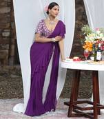 Purple drape saree set