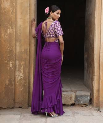 Purple drape saree set 2