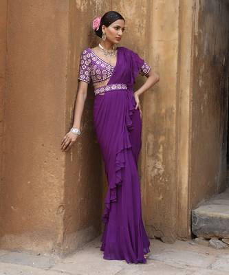 Purple drape saree set 3