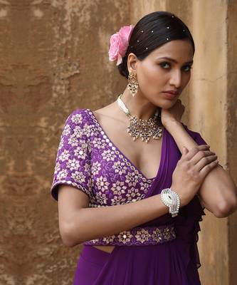 Purple drape saree set 5