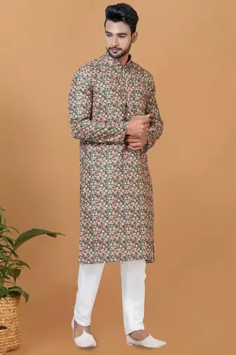 Digital Print Cotton Kurta Set