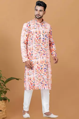 Digital Print Cotton Kurta Set