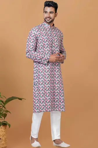 Digital Print Cotton Kurta Set