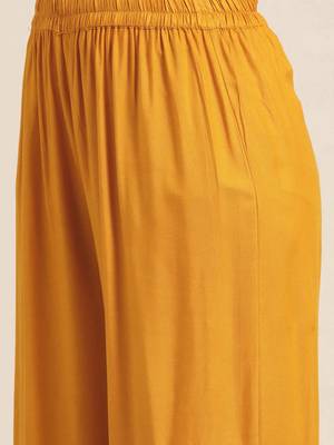 Mustard Embroidered Viscose rayon Women Kurta set 2