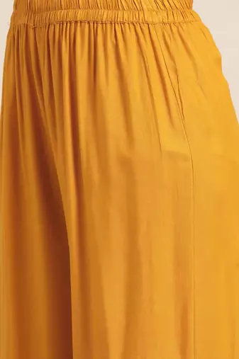 Mustard Embroidered Viscose rayon Women Kurta set