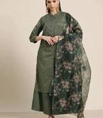 Maroon Embroidered Cotton blend Women Kurta set