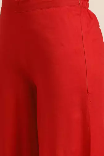 Red Printed Viscose rayon Women Kurta set