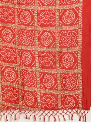 Red Printed Viscose rayon Women Kurta set 3