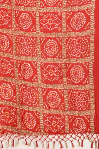 Red Printed Viscose rayon Women Kurta set