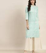 Green Printed Rayon Women Kurta & Kurtis