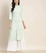 Green Printed Cotton Women Kurta & Kurtis