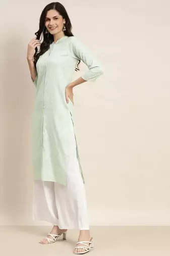 Green Printed Cotton Women Kurta & Kurtis