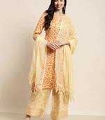 Orange Gotta Patti Viscose rayon Women Kurta set