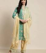 Sky Blue Gotta Patti Viscose rayon Women Kurta set