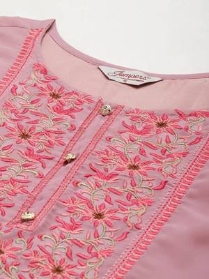 Pink Yoke Design Georgette Women Kurta & Kurtis 2
