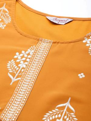 Orange Printed Georgette Women Kurta set 2