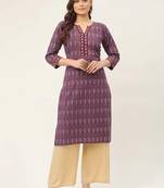 Purple Printed Cotton Women Kurta & Kurtis