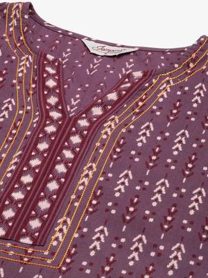 Purple Printed Cotton Women Kurta & Kurtis 2
