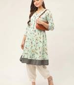 Sky Blue Printed Poly-viscose Women Kurta & Kurtis
