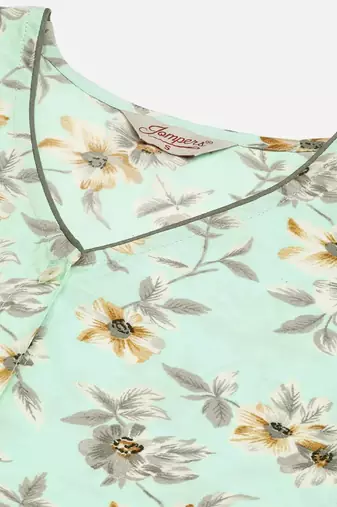 Sky Blue Printed Poly-viscose Women Kurta & Kurtis