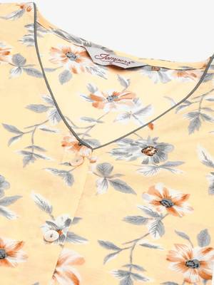 Yellow Printed Poly-viscose Women Kurta & Kurtis 3