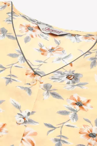 Yellow Printed Poly-viscose Women Kurta & Kurtis