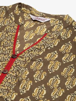 Brown Printed Cotton Women Kurta & Kurtis 2
