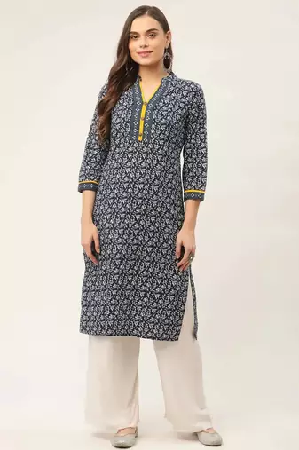 Indigo Printed Cotton Women Kurta & Kurtis