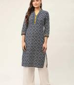 Indigo Printed Cotton Women Kurta & Kurtis