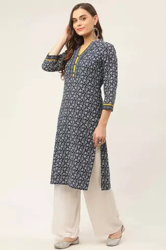 Indigo Printed Cotton Women Kurta & Kurtis