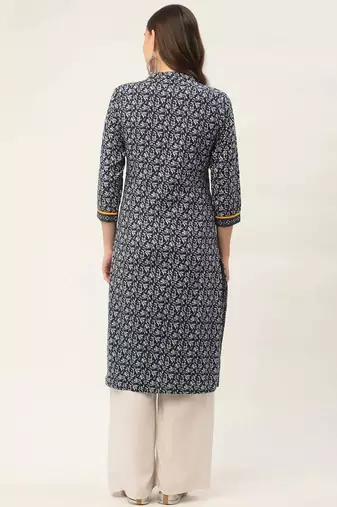 Indigo Printed Cotton Women Kurta & Kurtis